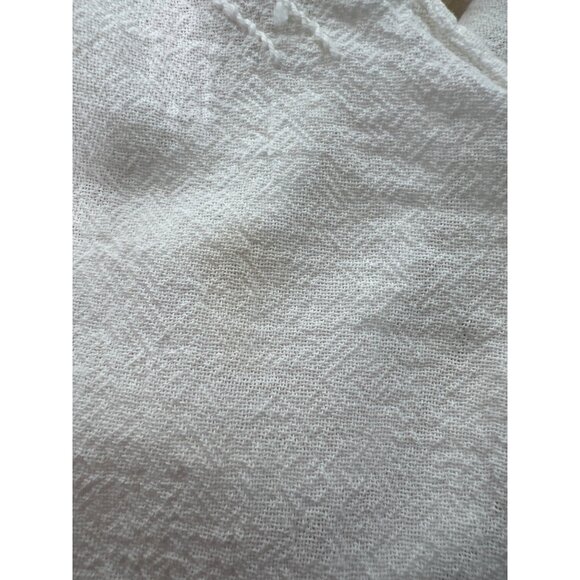 Manta Del Lago Embroidered Wrap Dress Womens Large Short Sleeve Cream Minimalist - Picture 7 of 9